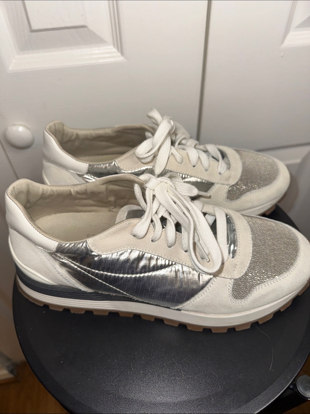 BRUNELLO CUCINELLI Casual Sneakers in Beige & silver Sz 39